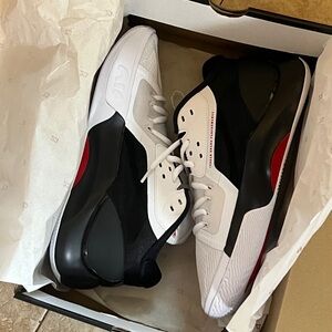 Jordan Black, White, and Red Sneakers